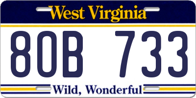 WV license plate 8OB733