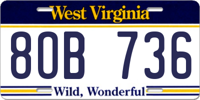 WV license plate 8OB736