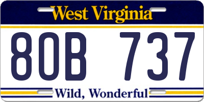 WV license plate 8OB737