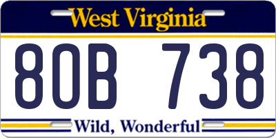 WV license plate 8OB738