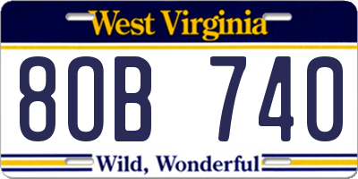 WV license plate 8OB740