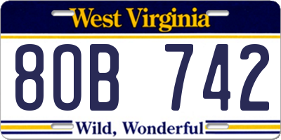 WV license plate 8OB742