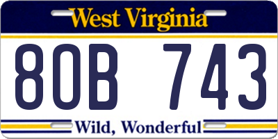 WV license plate 8OB743