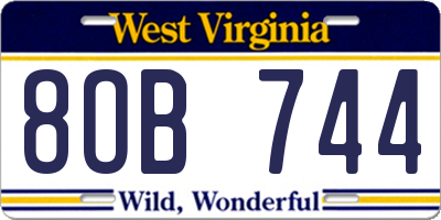 WV license plate 8OB744