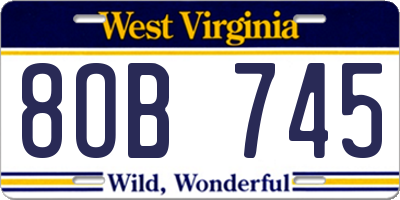 WV license plate 8OB745
