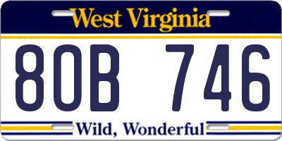 WV license plate 8OB746