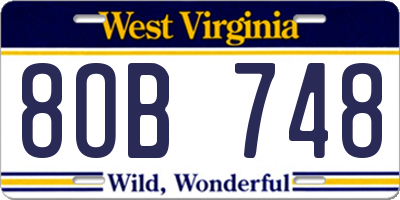 WV license plate 8OB748