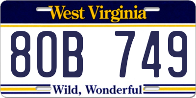 WV license plate 8OB749