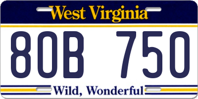 WV license plate 8OB750