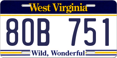 WV license plate 8OB751