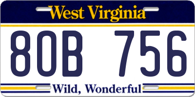 WV license plate 8OB756