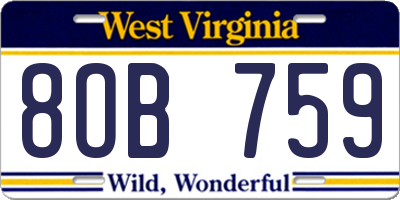 WV license plate 8OB759