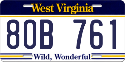 WV license plate 8OB761