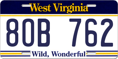 WV license plate 8OB762
