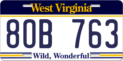 WV license plate 8OB763
