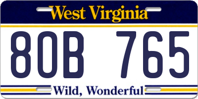 WV license plate 8OB765