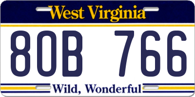 WV license plate 8OB766
