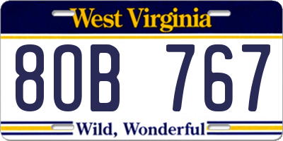 WV license plate 8OB767