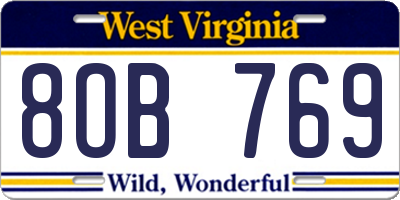 WV license plate 8OB769