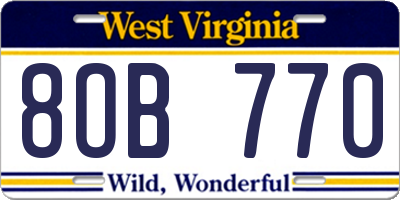 WV license plate 8OB770