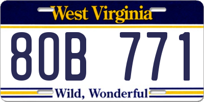 WV license plate 8OB771