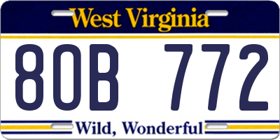 WV license plate 8OB772
