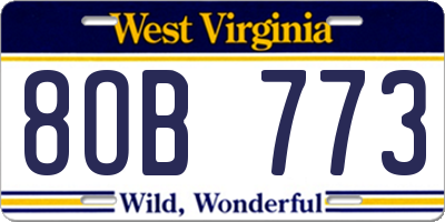 WV license plate 8OB773