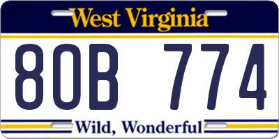 WV license plate 8OB774