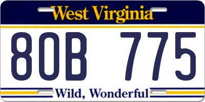 WV license plate 8OB775