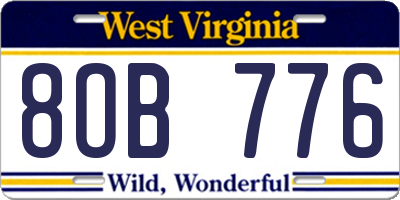 WV license plate 8OB776