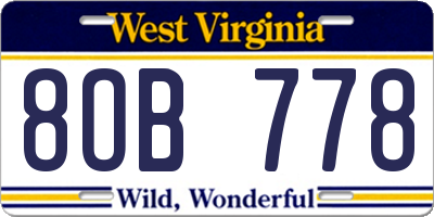 WV license plate 8OB778