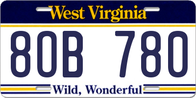 WV license plate 8OB780