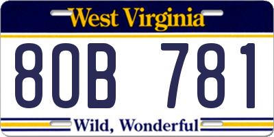 WV license plate 8OB781