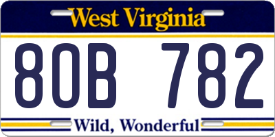 WV license plate 8OB782