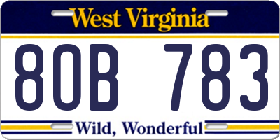 WV license plate 8OB783