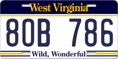 WV license plate 8OB786