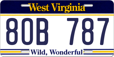WV license plate 8OB787