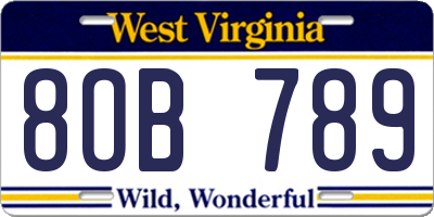 WV license plate 8OB789