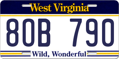 WV license plate 8OB790