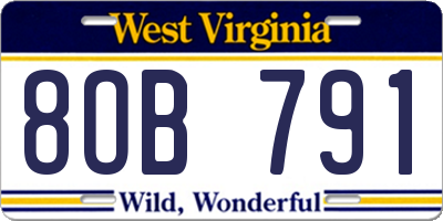 WV license plate 8OB791