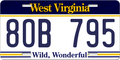WV license plate 8OB795