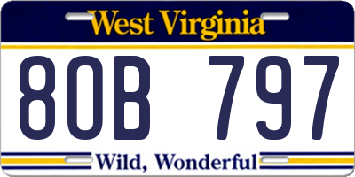 WV license plate 8OB797
