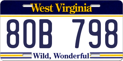 WV license plate 8OB798