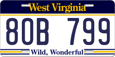 WV license plate 8OB799