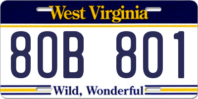WV license plate 8OB801
