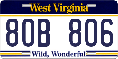 WV license plate 8OB806