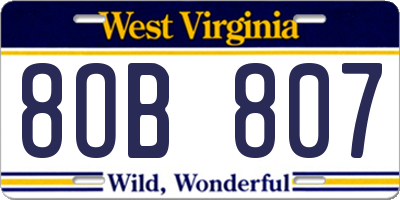 WV license plate 8OB807