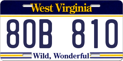 WV license plate 8OB810