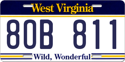 WV license plate 8OB811