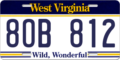 WV license plate 8OB812